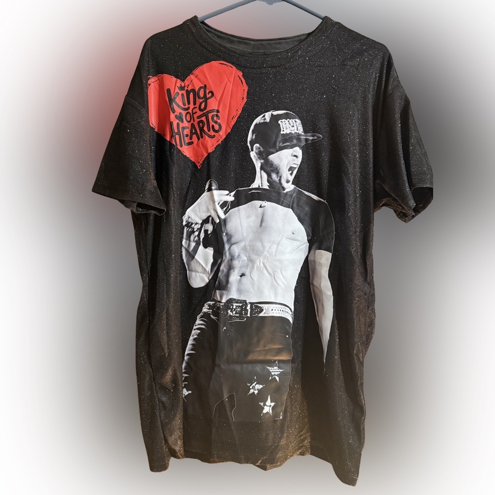 Black Mini Dress with Red Heart Graphic - 'King of Hearts'
